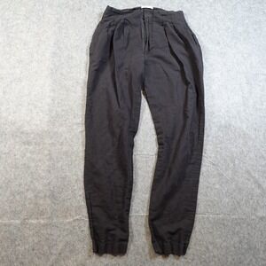 Doen Pants Womens 6 Black Louvre Linen Blend High Rise Pleated Lagenlook